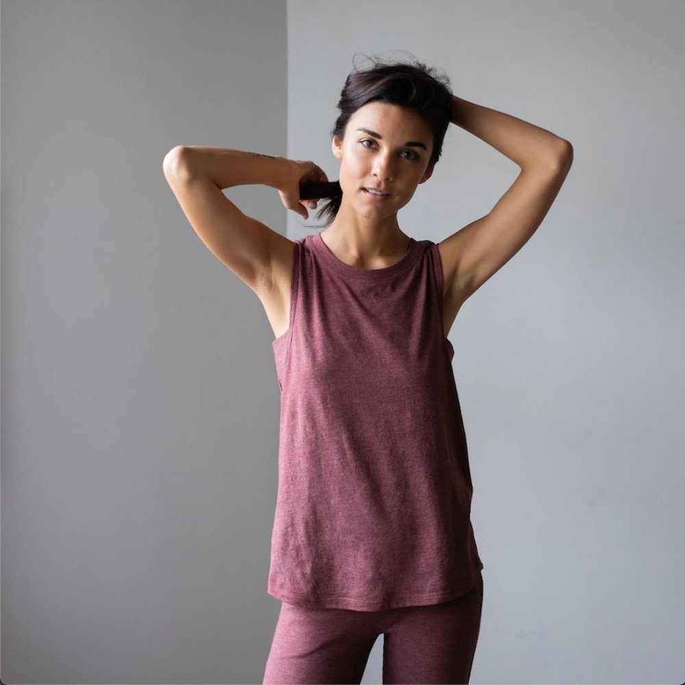 Lunya Restore Muscle Tee in Port - S